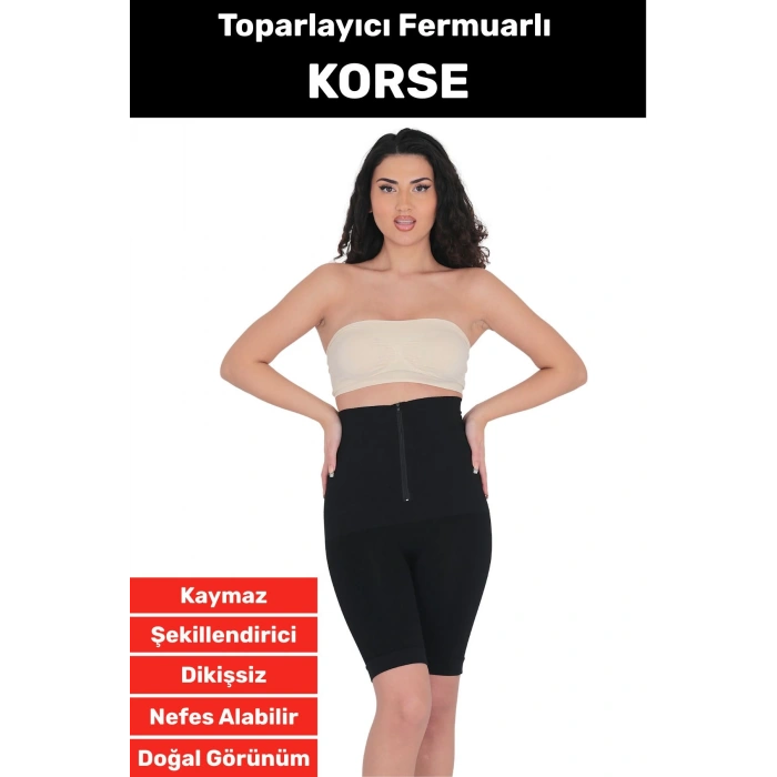 Özel Üretim Vücut Şekillendirici Beden Küçülten Sıkılaştıran Fermuarlı Klasik Toparlayıcı Korse