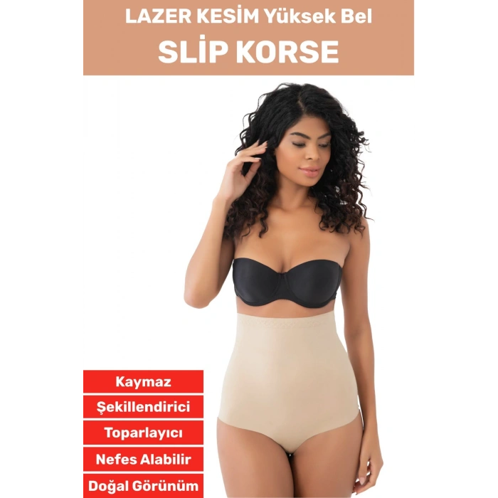 İz İç Göstermez Kaymaz Sıkılaştırıcı Vücut Şekillendirici LAZER KESİM Yüksek Bel Slip Korse