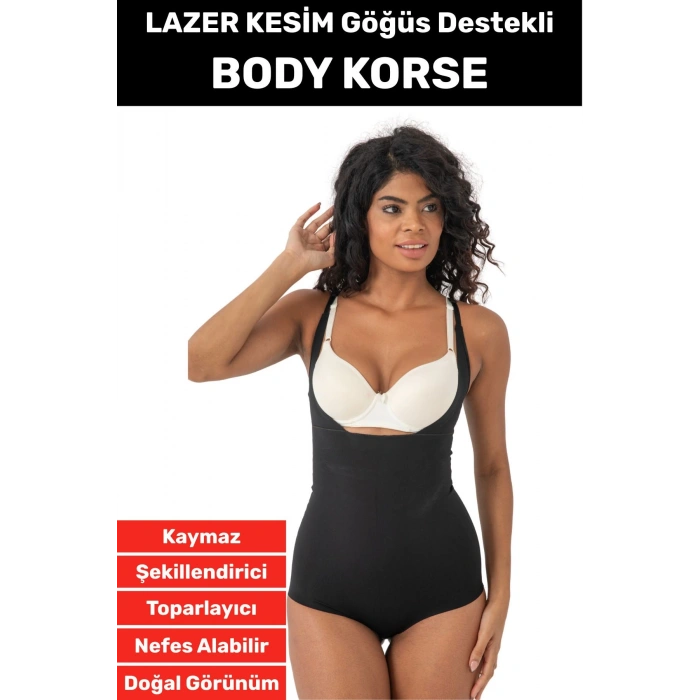 İz İç Göstermez Kaymaz Sıkılaştırıcı Vücut Şekillendirici LAZER KESİM Gögüs Destekli Body Korse