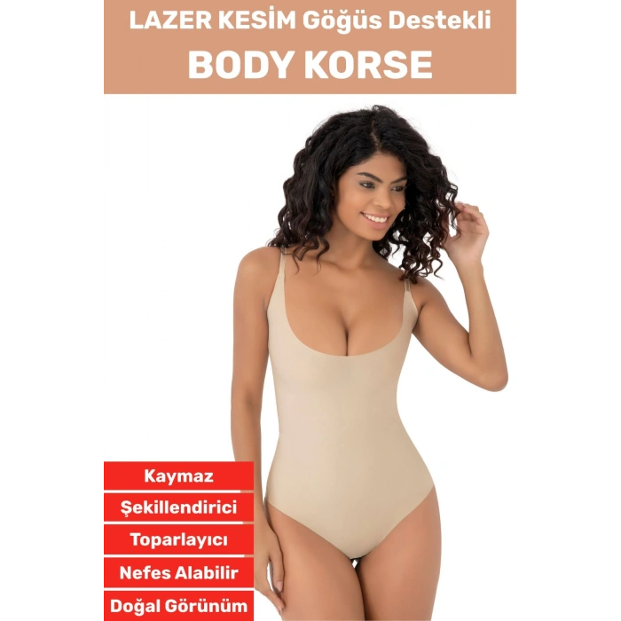 İz İç Göstermez Kaymaz Sıkılaştırıcı Vücut Şekillendirici LAZER KESİM Gögüs Destekli Body Korse