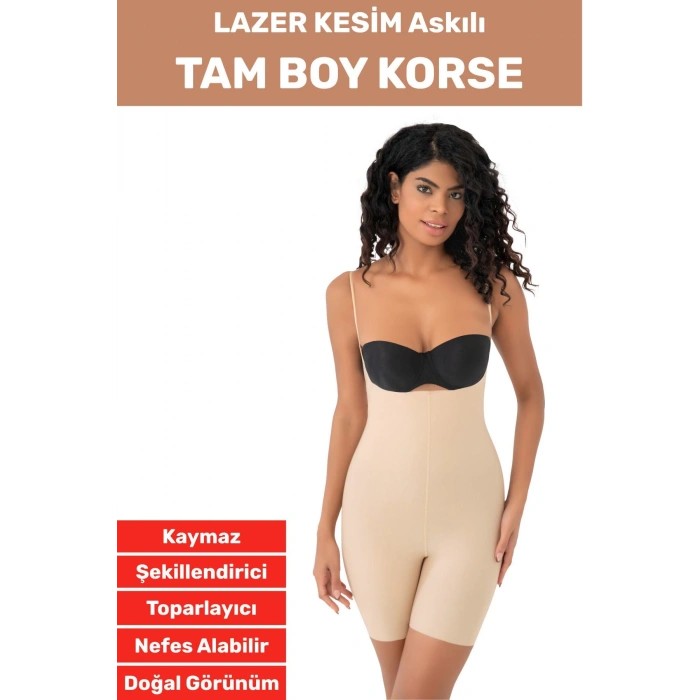 İz Göstermez Kaymaz Sıkılaştırıcı Toparlayıcı Vücut Şekillendirici LAZER KESİM Tam Boy Askılı Korse