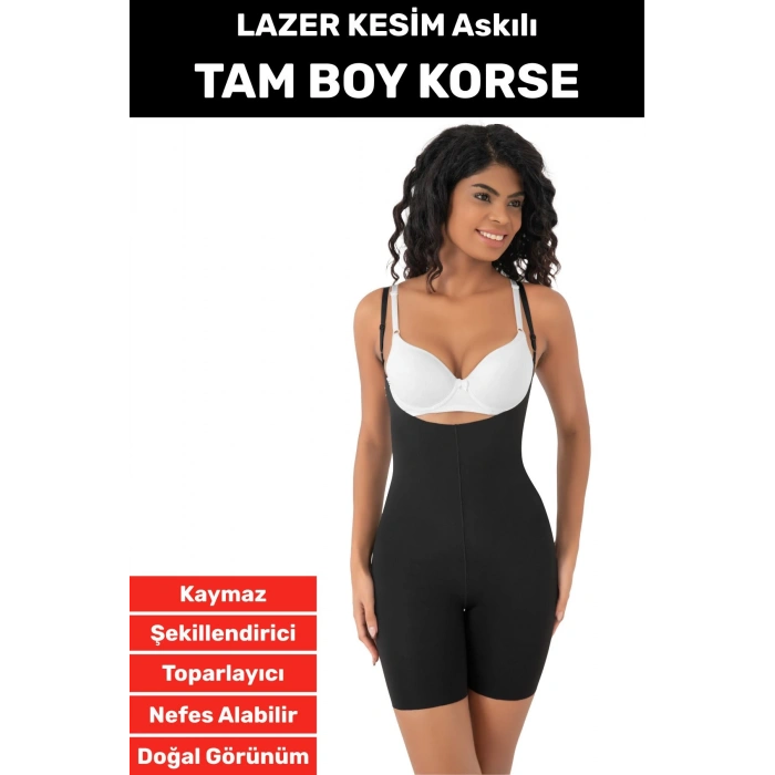 İz Göstermez Kaymaz Sıkılaştırıcı Toparlayıcı Vücut Şekillendirici LAZER KESİM Tam Boy Askılı Korse