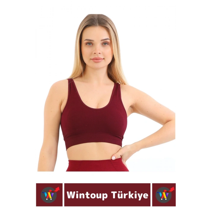 Göğüs Toparlayıcı Sarkma Önleyen Gündelik Spor Kullanım Şık Kalın Askılı Fitilli Crop Büstiyer