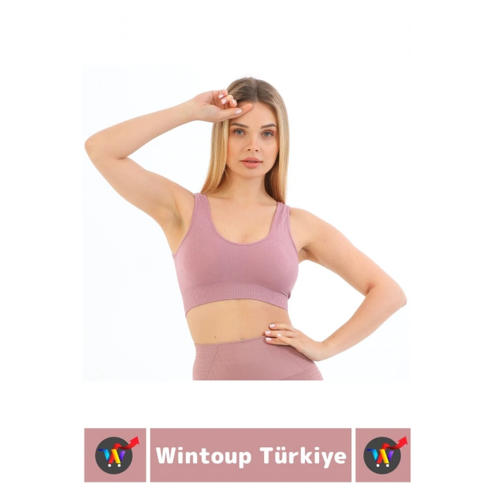 Göğüs Toparlayıcı Sarkma Önleyen Gündelik Spor Kullanım Şık Kalın Askılı Fitilli Crop Büstiyer