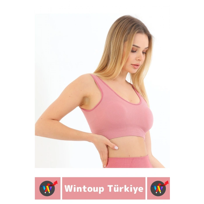 Göğüs Toparlayıcı Sarkma Önleyen Gündelik Spor Kullanım Şık Kalın Askılı Fitilli Crop Büstiyer