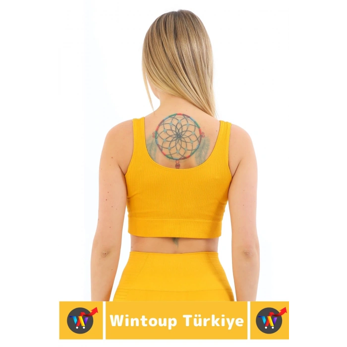 Göğüs Toparlayıcı Sarkma Önleyen Gündelik Spor Kullanım Şık Kalın Askılı Çizgili Crop Büstiyer