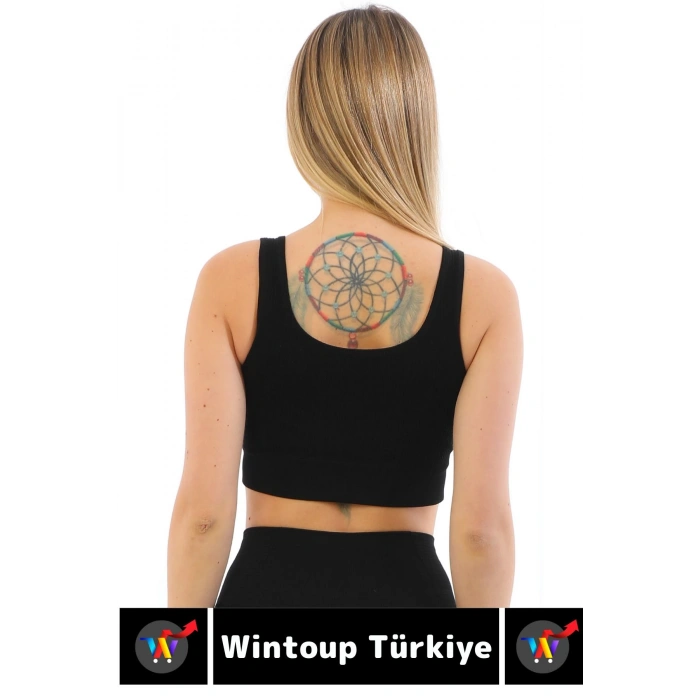 Göğüs Toparlayıcı Sarkma Önleyen Gündelik Spor Kullanım Şık Kalın Askılı Çizgili Crop Büstiyer