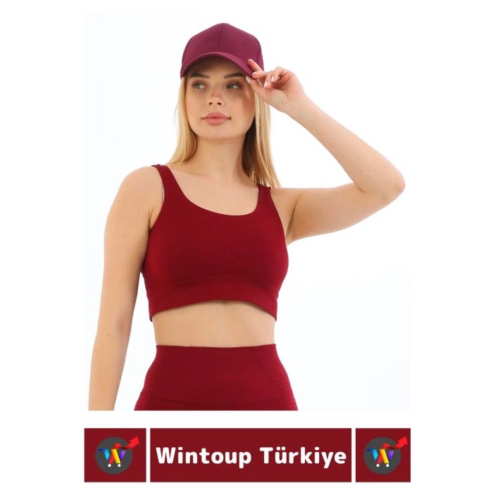 Göğüs Toparlayıcı Sarkma Önleyen Gündelik Spor Kullanım Şık Kalın Askılı Çizgili Crop Büstiyer