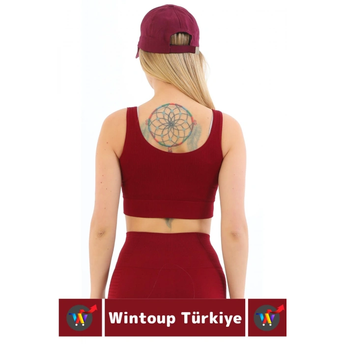 Göğüs Toparlayıcı Sarkma Önleyen Gündelik Spor Kullanım Şık Kalın Askılı Çizgili Crop Büstiyer