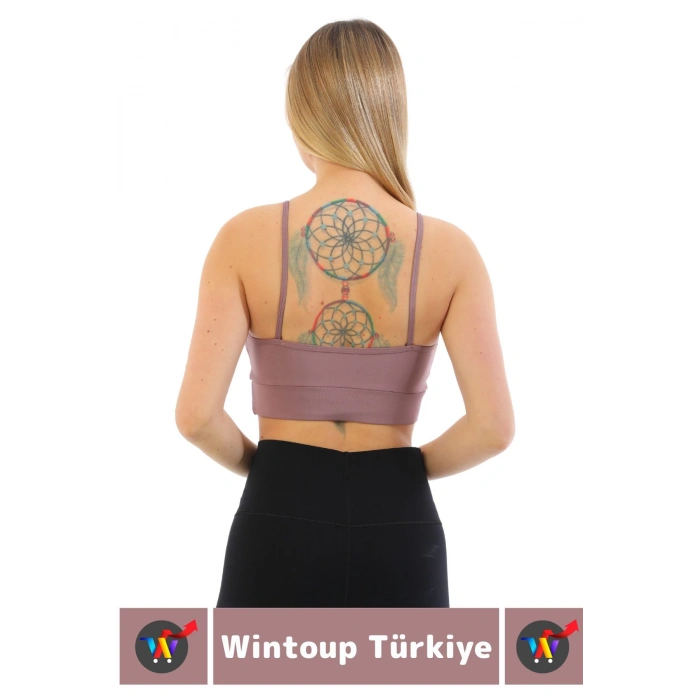 Göğüs Toparlayan Sarkma Önleyen Spor Gündelik Kullanım Şık Ön Çapraz Askı Detay Micro Crop Büstiyer