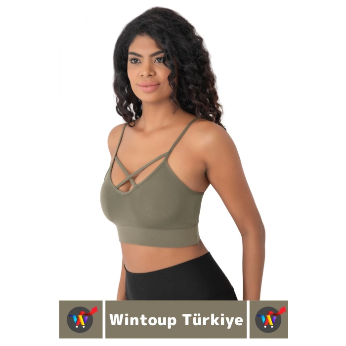 Göğüs Toparlayan Sarkma Önleyen Spor Gündelik Kullanım Şık Ön Çapraz Askı Detay Micro Crop Büstiyer