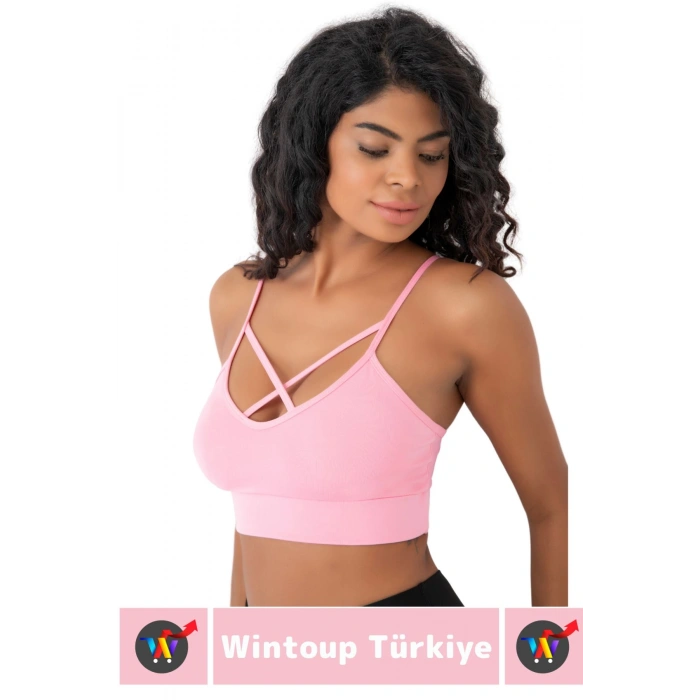 Göğüs Toparlayan Sarkma Önleyen Spor Gündelik Kullanım Şık Ön Çapraz Askı Detay Micro Crop Büstiyer