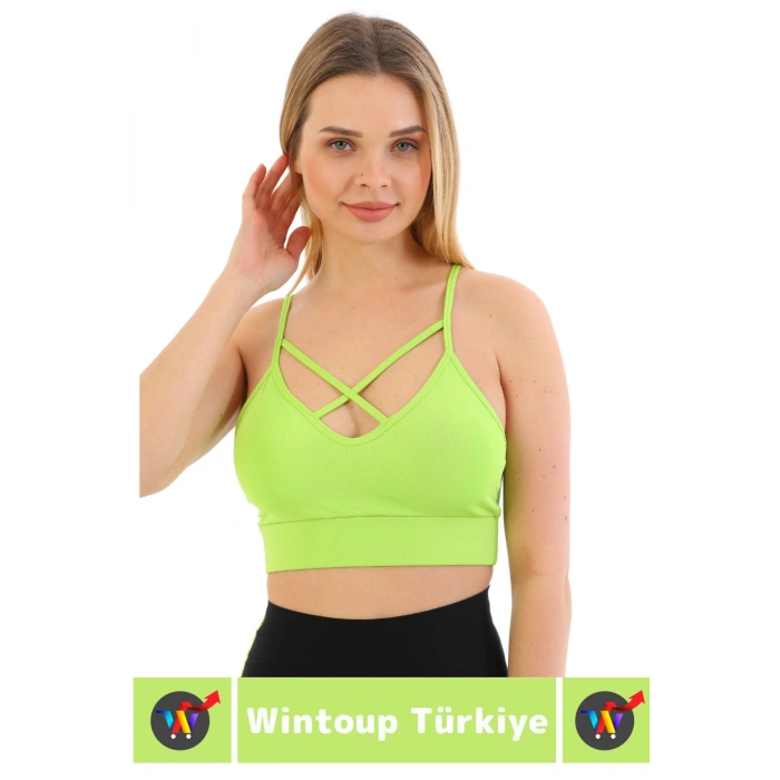 Göğüs Toparlayan Sarkma Önleyen Spor Gündelik Kullanım Şık Ön Çapraz Askı Detay Micro Crop Büstiyer