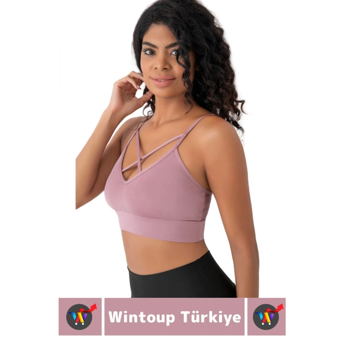 Göğüs Toparlayan Sarkma Önleyen Spor Gündelik Kullanım Şık Ön Çapraz Askı Detay Micro Crop Büstiyer