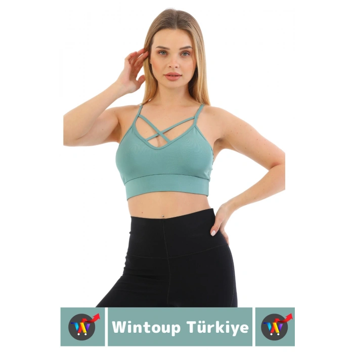 Göğüs Toparlayan Sarkma Önleyen Spor Gündelik Kullanım Şık Ön Çapraz Askı Detay Micro Crop Büstiyer