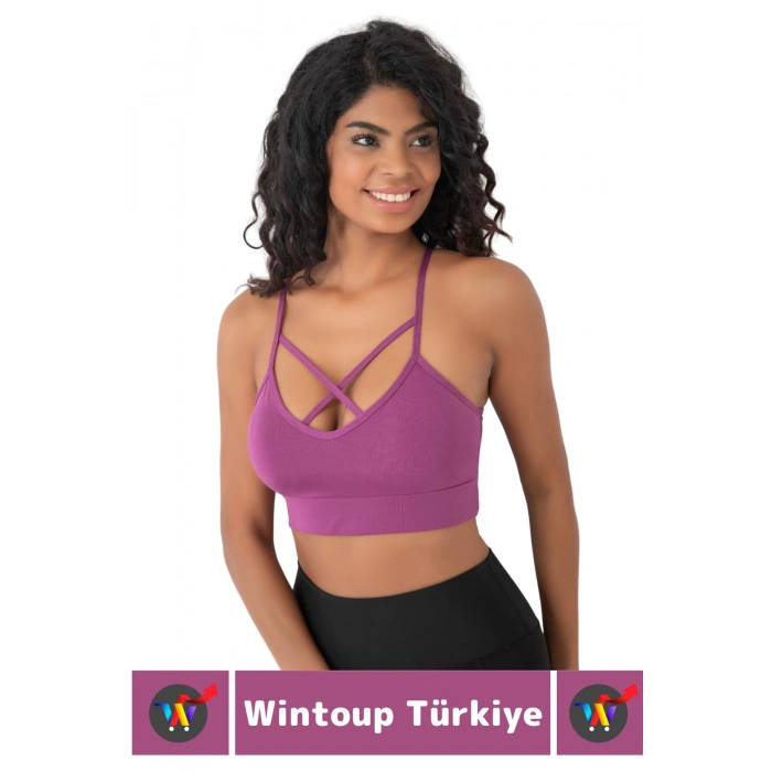 Göğüs Toparlayan Sarkma Önleyen Spor Gündelik Kullanım Şık Ön Çapraz Askı Detay Micro Crop Büstiyer