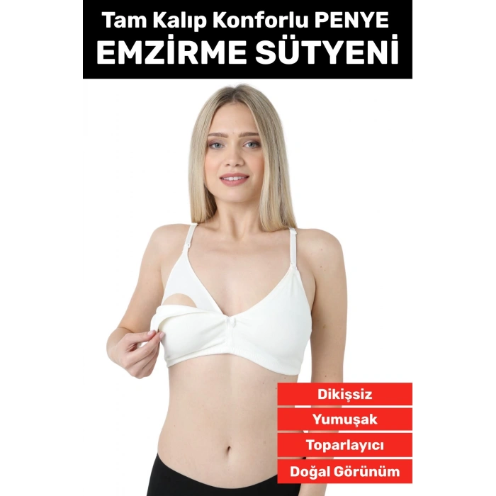 Özel Üretim Doğal Görünüm Toparlayıcı Pamuklu Balensiz Dikişsiz Hamile Lohusa Penye Emzirme Sütyeni
