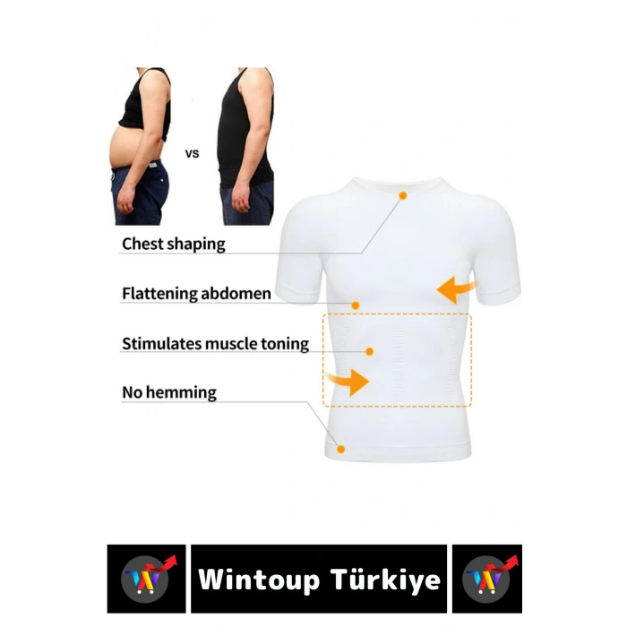 Jinekomasti Dik Duruş Düzeltici Göbek Sıkılaştırıcı Elastik Erkek Fanila Korse Siyah-Beyaz İkili Set