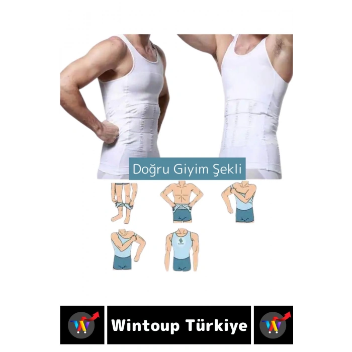 Jinekomasti Dik Duruş Düzeltici Göbek Sıkılaştırıcı Elastik Erkek Atlet Korse Siyah-Beyaz İkili Set