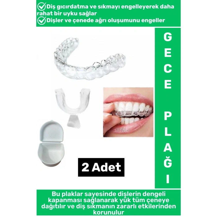 Diş Çene Sıkma Gıcırdatma Bruksizm Önleyici Gece Plağı Koruyucu Uyku Aparatı Protez Kaplı 2 Adet