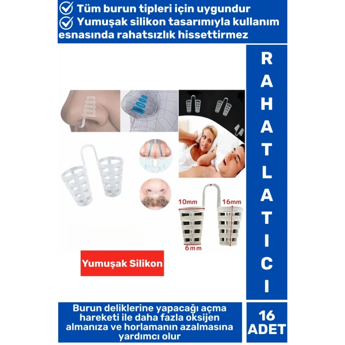 Özel Üretim Horlama Azaltıcı Rahat Nefes Alıp Verme Uyku Horlama Önleyici Burun Delik Aparatı 16 lı