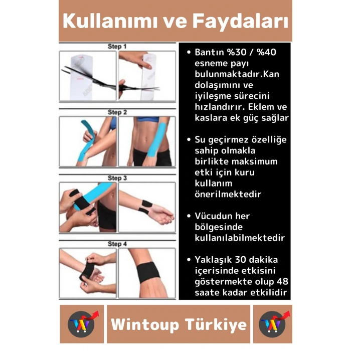 Hızlı Etki Kas Bel Bacak Kol Boyun Sırt Omuz Karın Kalça Spor 5 Metre Isı Ağrı Bandı Ten