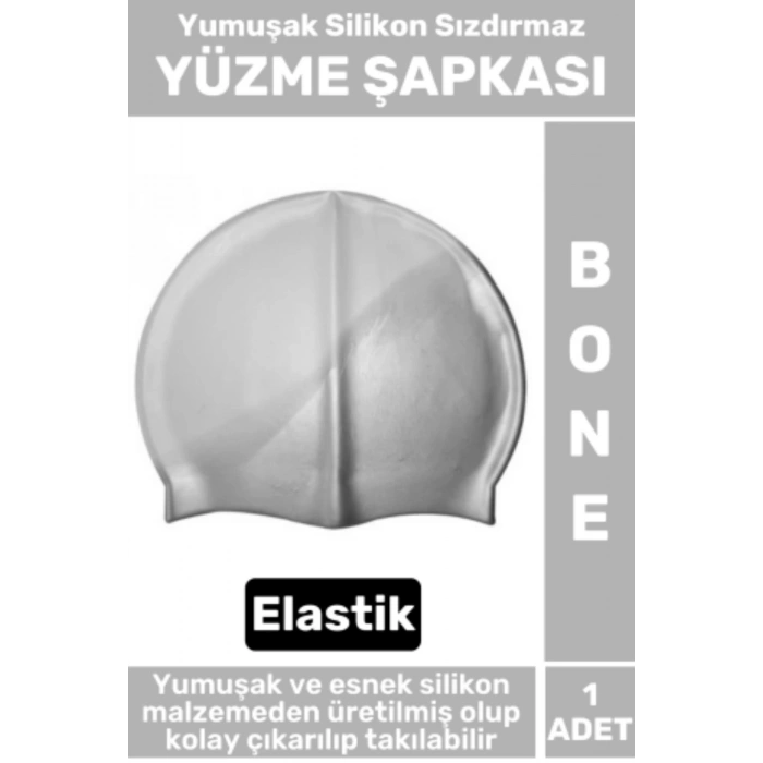 Premium Seri Su Geçirmez Elastik Yumuşak Yüzücü Havuz Deniz Yüzme Şapkası Silikon Bone 1 Adet