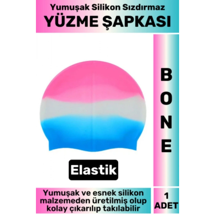 Su Geçirmez Elastik Yumuşak Yüzücü Havuz Deniz Yüzme Şapkası Silikon Bone 1 Adet