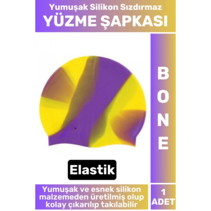 Premium Seri Su Geçirmez Elastik Yumuşak Yüzücü Havuz Deniz Yüzme Şapkası Silikon Bone 1 Adet