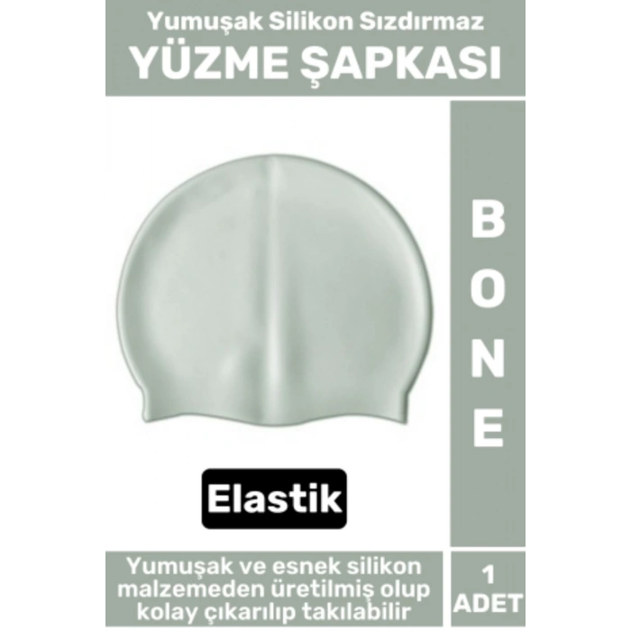 Premium Su Geçirmez Elastik Yumuşak Yüzücü Havuz Deniz Yüzme Şapkası Silikon Bone 1 Adet