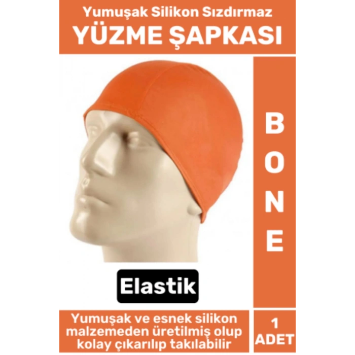 Premium Su Geçirmez Elastik Yumuşak Yüzücü Havuz Deniz Yüzme Şapkası Silikon Bone 1 Adet