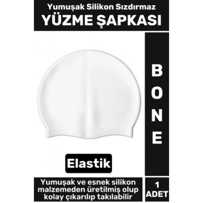 Premium Su Geçirmez Elastik Yumuşak Yüzücü Havuz Deniz Yüzme Şapkası Silikon Bone 1 Adet