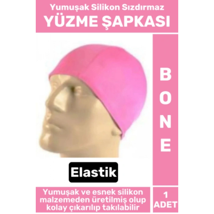 Premium Su Geçirmez Elastik Yumuşak Yüzücü Havuz Deniz Yüzme Şapkası Silikon Bone 1 Adet