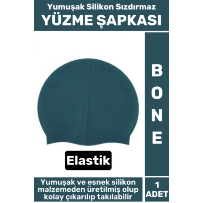 Premium Su Geçirmez Elastik Yumuşak Yüzücü Havuz Deniz Yüzme Şapkası Silikon Bone 1 Adet