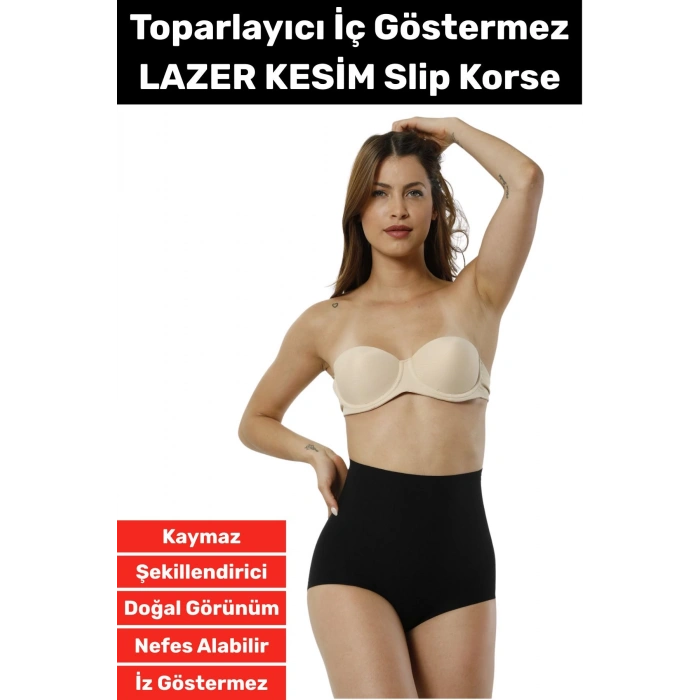 Özel Üretim İz İç Göstermez Kaymaz Sıkılaştırıcı Şekillendirici LAZER KESİM Slip Korse
