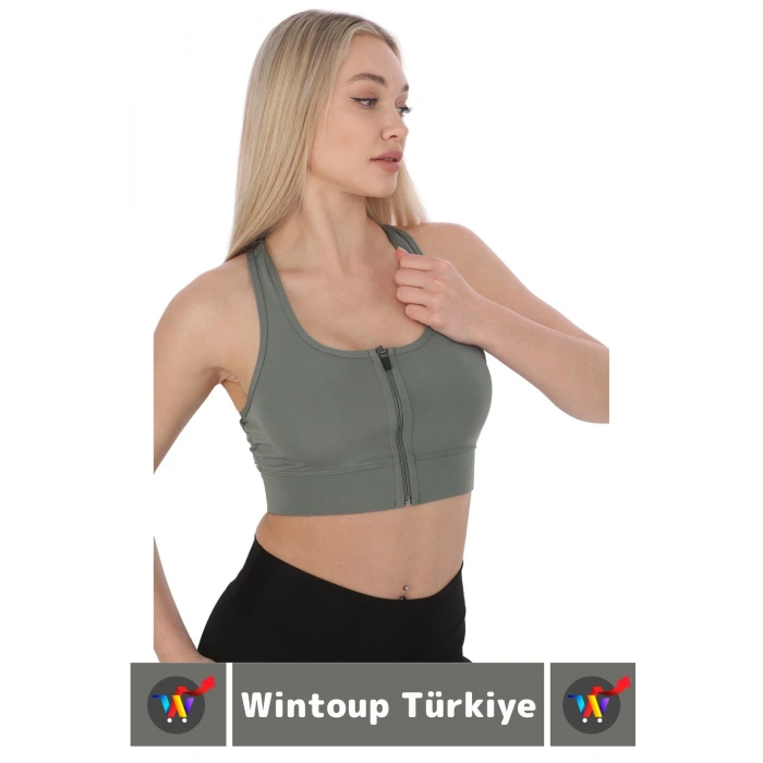 Özel Üretim Göğüs Toparlayıcı Sarkma Önleyen Spor Gündelik Kullanım Fermuarlı Şık Crop Büstiyer