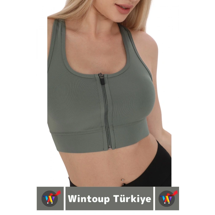 Özel Üretim Göğüs Toparlayıcı Sarkma Önleyen Spor Gündelik Kullanım Fermuarlı Şık Crop Büstiyer