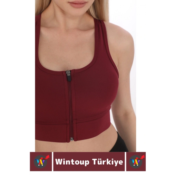 Özel Üretim Göğüs Toparlayıcı Sarkma Önleyen Spor Gündelik Kullanım Fermuarlı Şık Crop Büstiyer