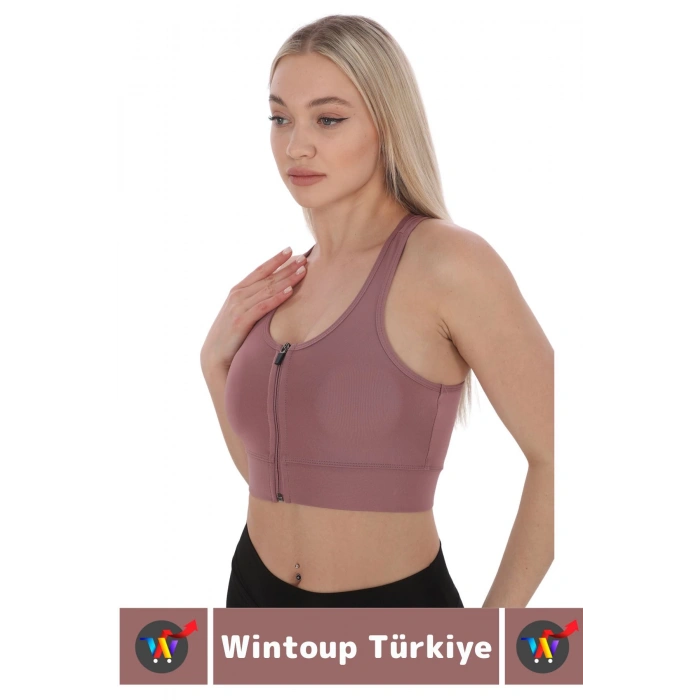 Özel Üretim Göğüs Toparlayıcı Sarkma Önleyen Spor Gündelik Kullanım Fermuarlı Şık Crop Büstiyer