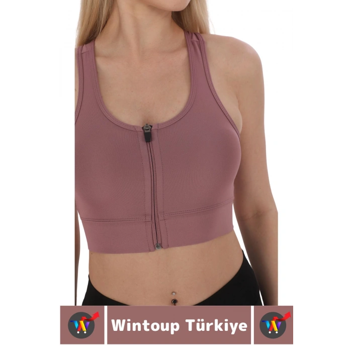 Özel Üretim Göğüs Toparlayıcı Sarkma Önleyen Spor Gündelik Kullanım Fermuarlı Şık Crop Büstiyer