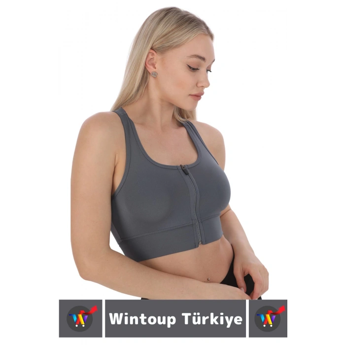 Özel Üretim Göğüs Toparlayıcı Sarkma Önleyen Spor Gündelik Kullanım Fermuarlı Şık Crop Büstiyer