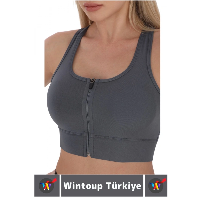 Özel Üretim Göğüs Toparlayıcı Sarkma Önleyen Spor Gündelik Kullanım Fermuarlı Şık Crop Büstiyer