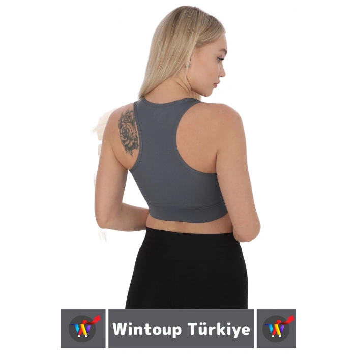 Özel Üretim Göğüs Toparlayıcı Sarkma Önleyen Spor Gündelik Kullanım Fermuarlı Şık Crop Büstiyer