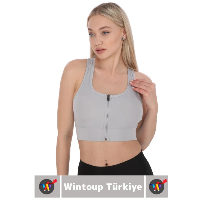 Özel Üretim Göğüs Toparlayıcı Sarkma Önleyen Spor Gündelik Kullanım Fermuarlı Şık Crop Büstiyer