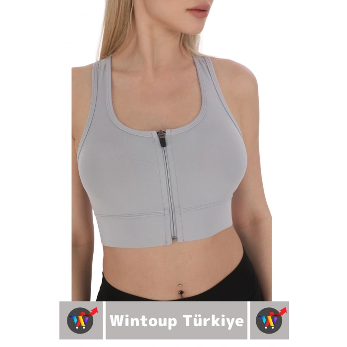 Özel Üretim Göğüs Toparlayıcı Sarkma Önleyen Spor Gündelik Kullanım Fermuarlı Şık Crop Büstiyer