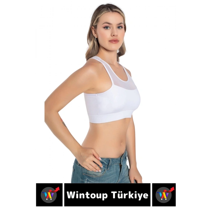 Özel Üretim Göğüs Toparlayıcı Sarkma Önleyen Spor Gündelik Kullanım Tül Detay Çok Şık Crop Büstiyer