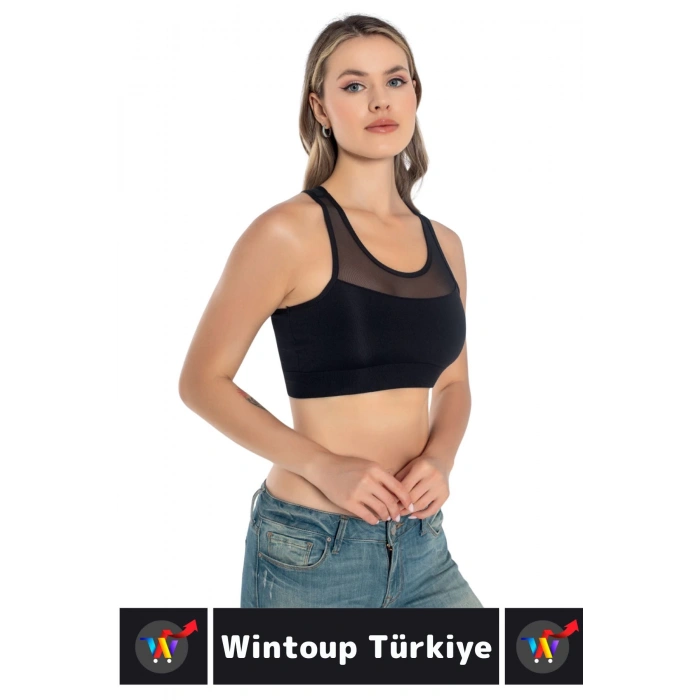 Özel Üretim Göğüs Toparlayıcı Sarkma Önleyen Spor Gündelik Kullanım Tül Detay Çok Şık Crop Büstiyer