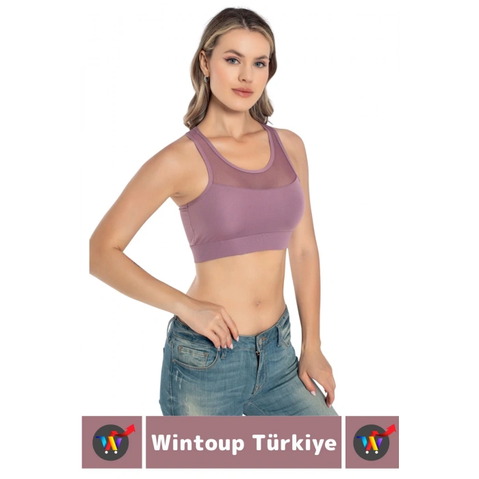 Özel Üretim Göğüs Toparlayıcı Sarkma Önleyen Spor Gündelik Kullanım Tül Detay Çok Şık Crop Büstiyer