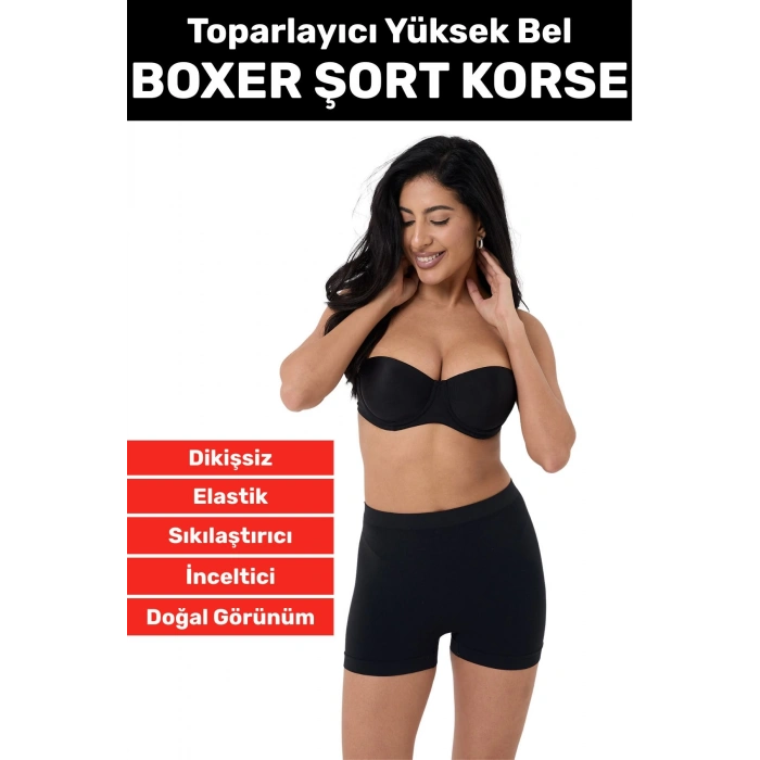 Özel Üretim İz Göstermez Yüksek Bel Sıkılaştırıcı İnceltici Toparlayıcı Dikişsiz Boxer Şort Korse