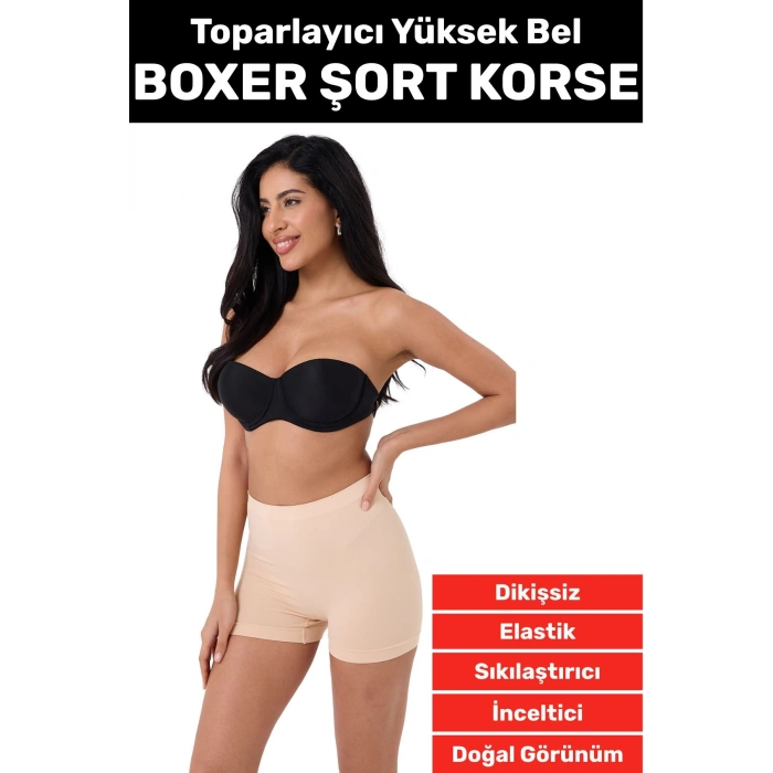 Özel Üretim İz Göstermez Yüksek Bel Sıkılaştırıcı İnceltici Toparlayıcı Dikişsiz Boxer Şort Korse